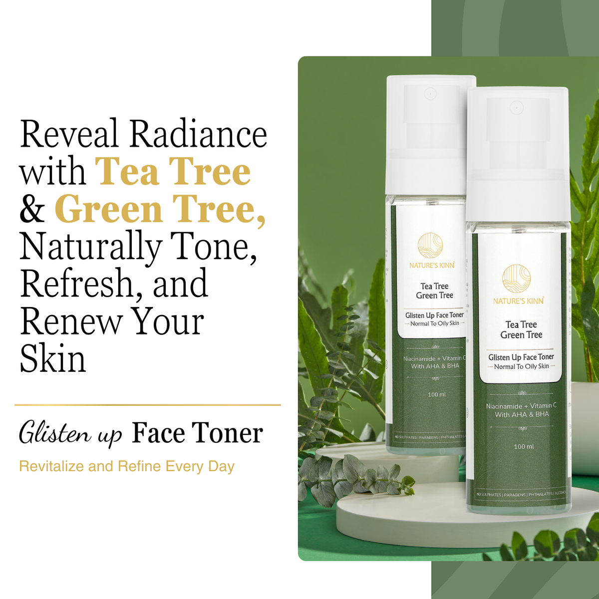 Natures Kinn Tea Tree Toner – For Normal to Oily Skin, Refreshing Toner for Clear Skin
