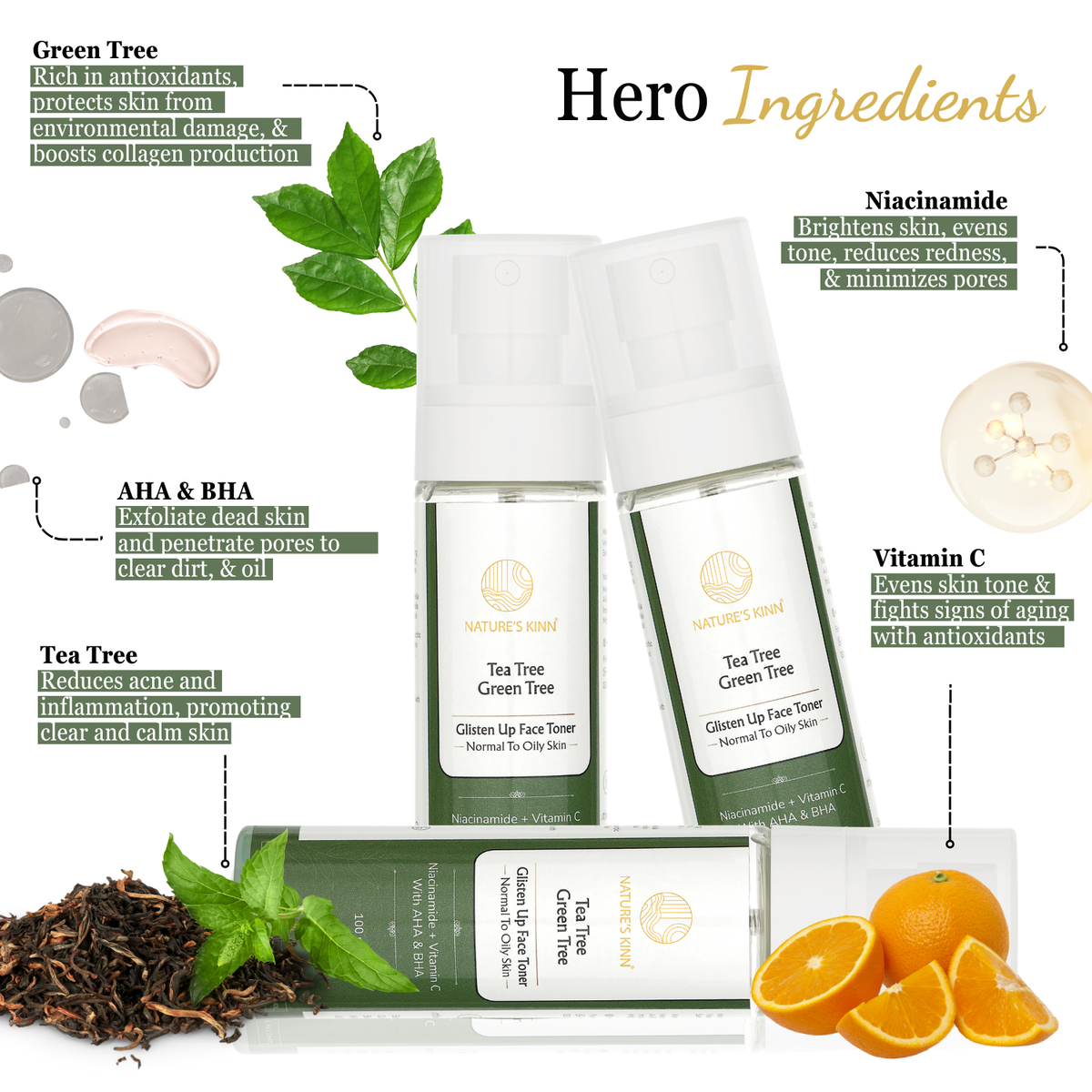 Natures Kinn Tea Tree Toner – For Normal to Oily Skin, Refreshing Toner for Clear Skin