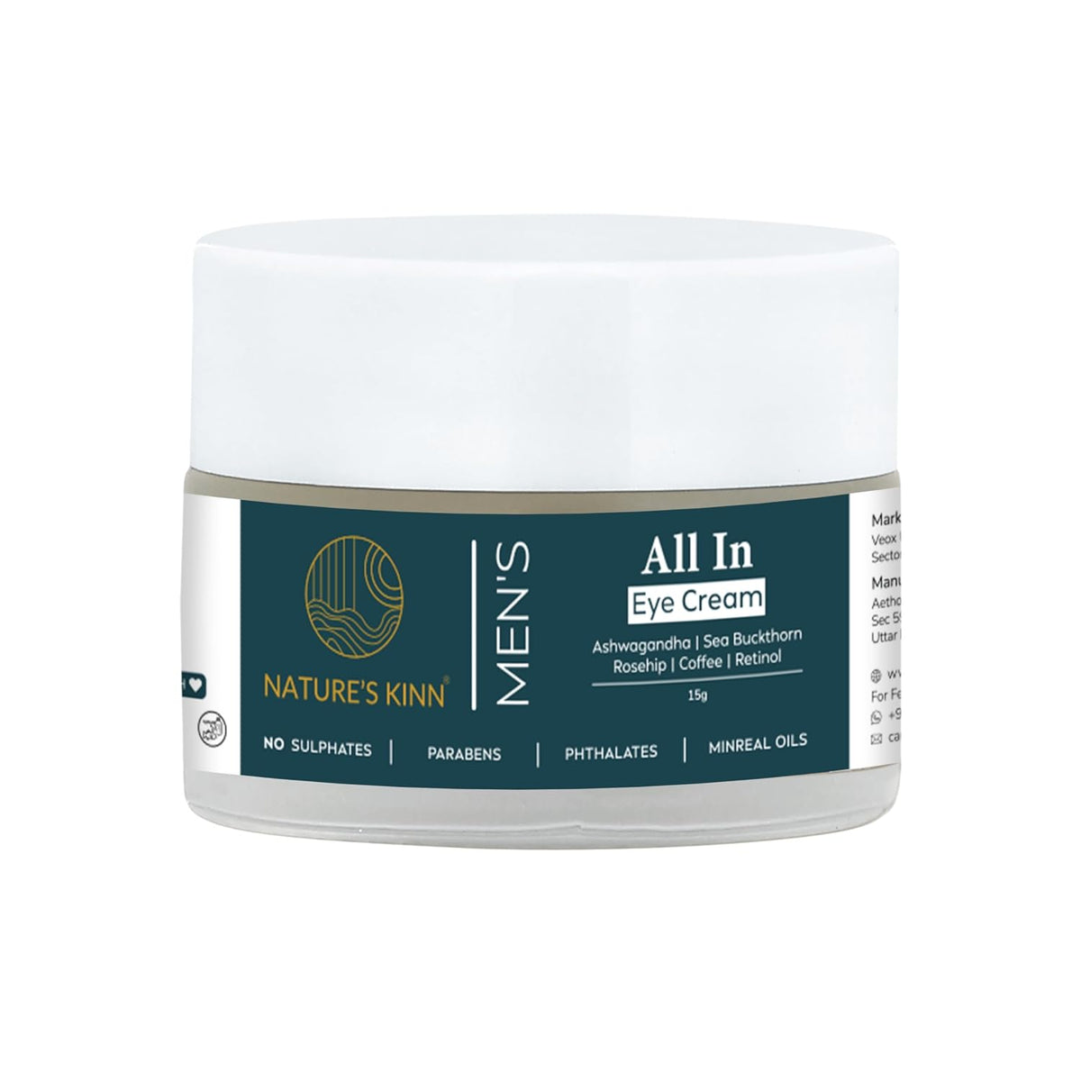 Nature's Kinn All-In Eye Cream, Hydrating Under Eye Cream for Dark Circles, 50 ml, Unscented