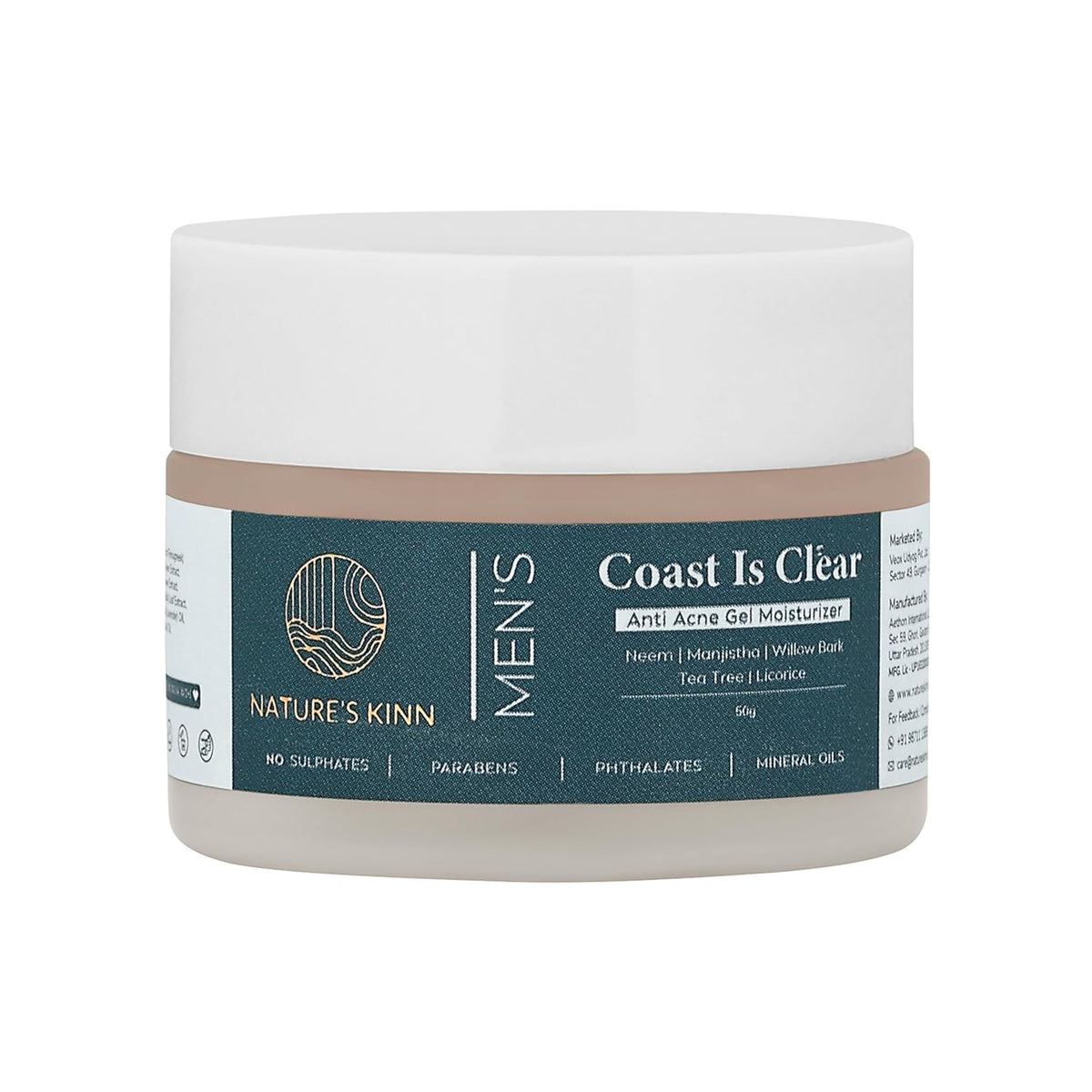 Nature's Kinn – Coast Is Clear Lightweight Gel Moisturizer for Oily & Acne-Prone Skin | Oil-Free Daily Hydration | Non-Comedogenic & Fast-Absorbing Formula | For Clear, Balanced Skin 50gm