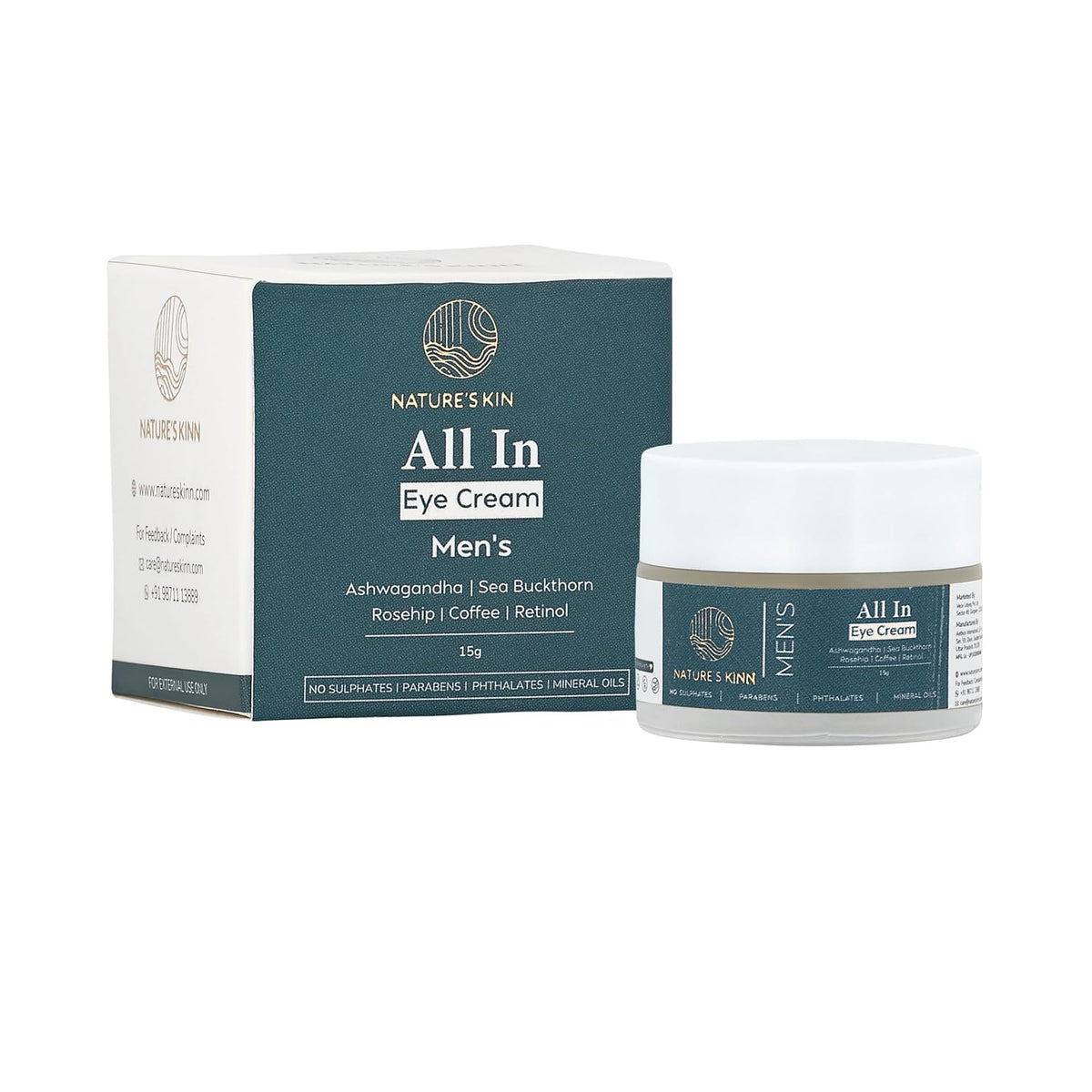 Nature's Kinn All-In Eye Cream, Hydrating Under Eye Cream for Dark Circles, 50 ml, Unscented