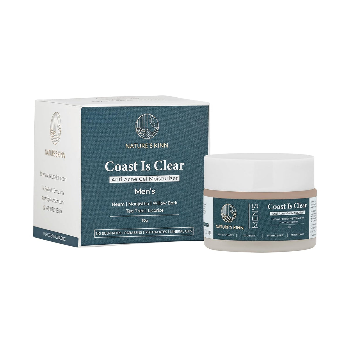 Nature's Kinn – Coast Is Clear Lightweight Gel Moisturizer for Oily & Acne-Prone Skin | Oil-Free Daily Hydration | Non-Comedogenic & Fast-Absorbing Formula | For Clear, Balanced Skin 50gm