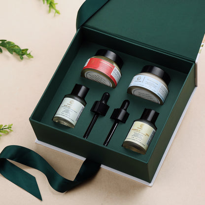 Nature's Kinn Brightening & Anti-Ageing Skincare Gift Set – Combo of 4: Face Cream, Night Cream, Face Brightening Serum & Anti-Ageing Serum