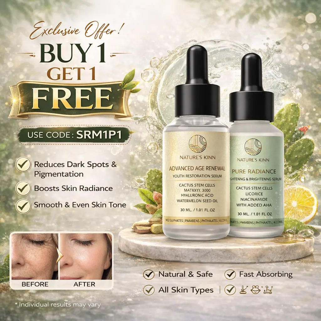 Nature’s Kinn Youth & Radiance Combo – Buy 1 Get 1 Free | Anti-Ageing + Brightening Serum (30ml x 2)