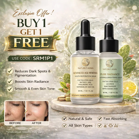 Nature’s Kinn Youth & Radiance Combo – Buy 1 Get 1 Free | Anti-Ageing + Brightening Serum (30ml x 2)