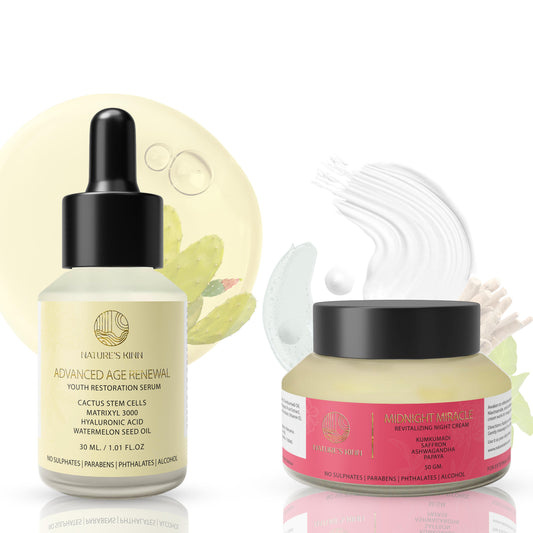Nature’s Kinn Midnight Miracle Night Cream & Advanced Age Renewal Serum Combo | 50gm + 30ml (Pack of 2)