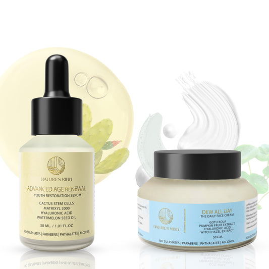 Nature’s Kinn Skincare Combo | Pure Radiance Brightening Serum + Dew All Day Hydrating Face Cream (30ml + 50g Combo Pack)