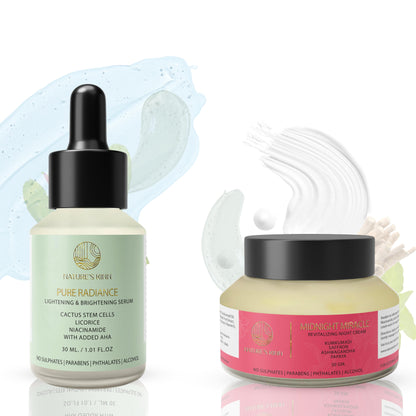 Nature’s Kinn Midnight Miracle Night Cream & Pure Radiance Serum Combo | 50gm + 30ml (Pack of 2)