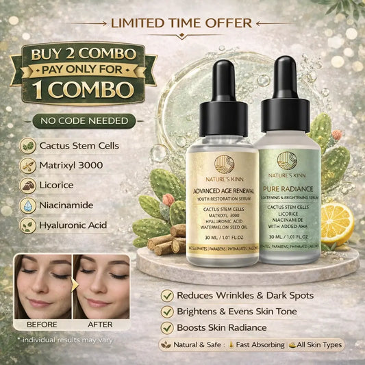 Nature’s Kinn Youth & Radiance Serum Combo – Buy 2 Pay for 1 | Anti-Ageing + Brightening Duo (30ml x 2)