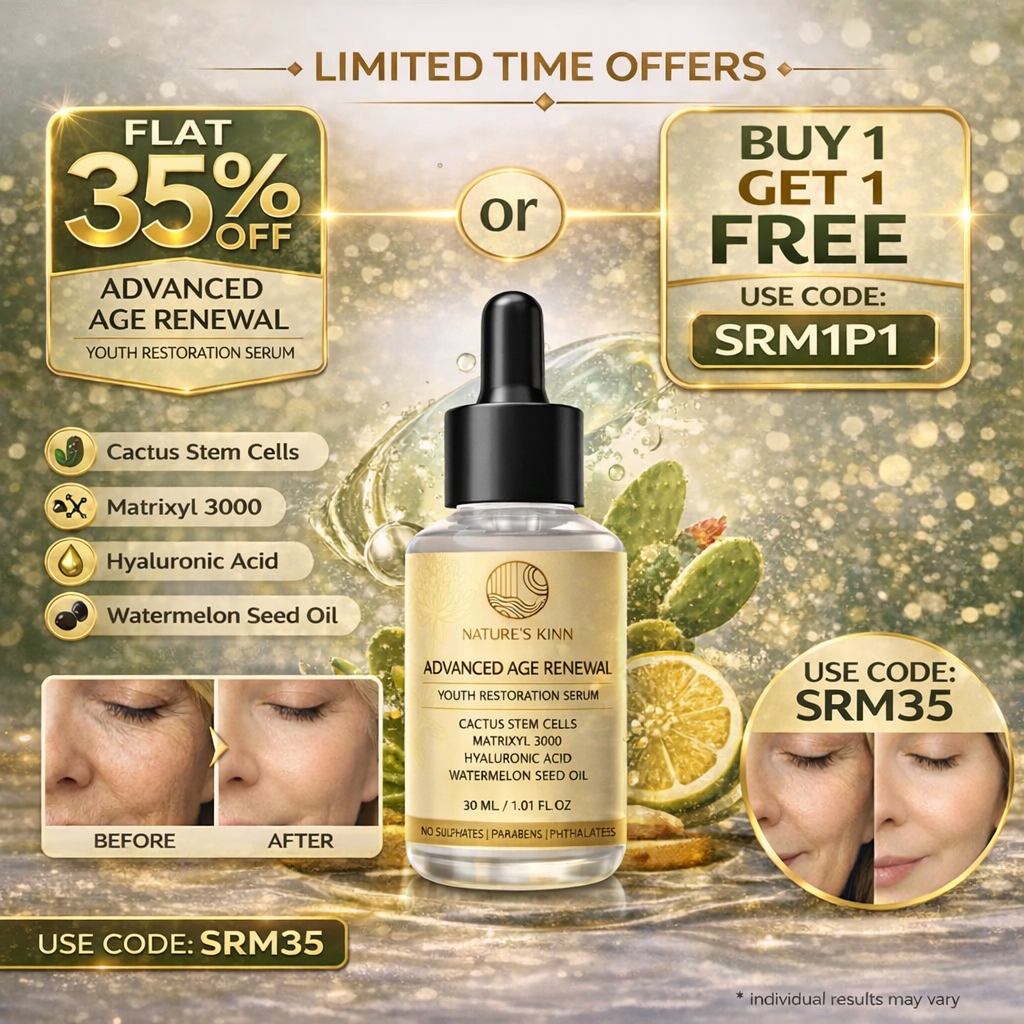 Nature’s Kinn Advanced Age Renewal Serum – Anti-Ageing | Matrixyl 3000 & Hyaluronic Acid (30ml)